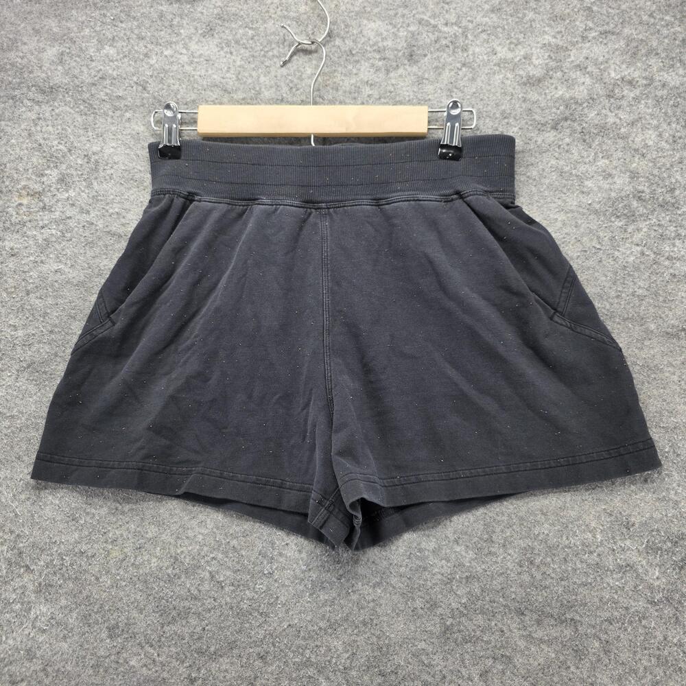 Lululemon Shorts Womens S Black French Terry Cotton Spandex Pockets 3.5 Inseam